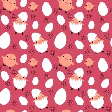 Easter chicken seamless birds pattern for wrapping paper and fabrics Stock Illustration