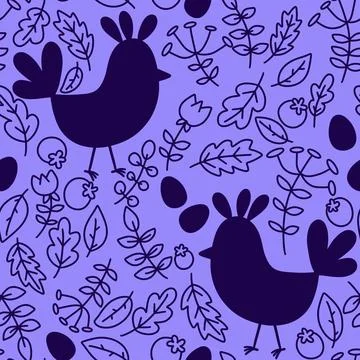 Easter chicken seamless birds pattern for wrapping paper and fabrics 库存插图