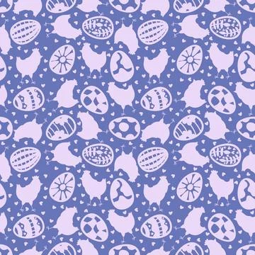 Easter chicken seamless birds pattern for wrapping paper and fabrics Stock Illustration