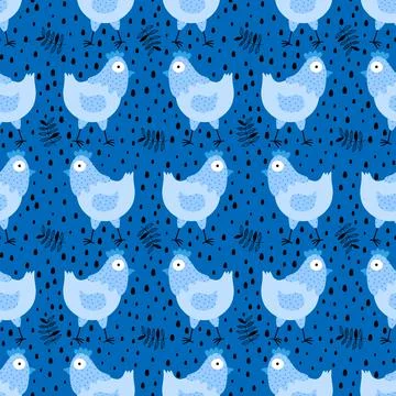 Easter chicken seamless birds pattern for wrapping paper and fabrics Stockillustratie