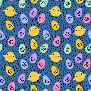 Easter chicken seamless birds pattern for wrapping paper and fabrics Stock Illustration