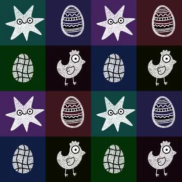 Easter chicken seamless birds pattern for wrapping paper and fabrics Stock Illustration