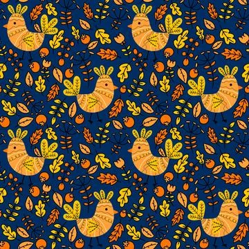 Easter chicken seamless birds pattern for wrapping paper and fabrics Stock Illustration