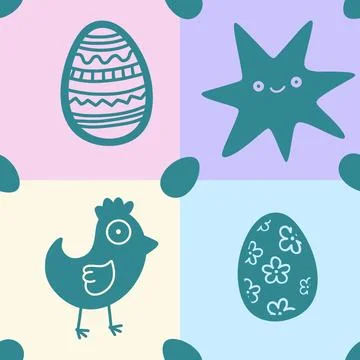 Easter chicken seamless birds pattern for wrapping paper and fabrics Stock Illustration