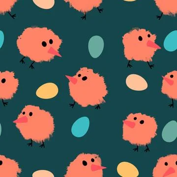 Easter chicken seamless birds pattern for wrapping paper and fabrics Stock Illustration