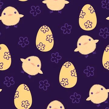 Easter chicken seamless birds pattern for wrapping paper and fabrics Stock Illustration