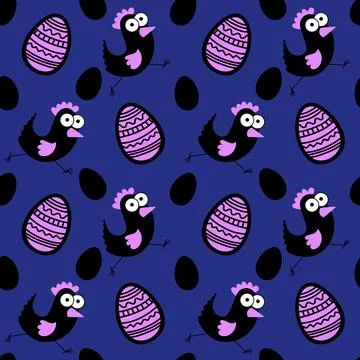 Easter chicken seamless birds pattern for wrapping paper and fabrics Stock Illustration