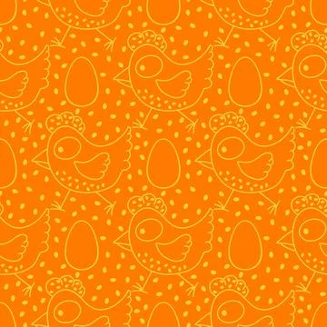 Easter chicken seamless birds pattern for wrapping paper and fabrics 스톡 일러스트