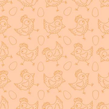 Easter chicken seamless birds pattern for wrapping paper and fabrics Stock Illustration