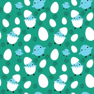 Easter chicken seamless birds pattern for wrapping paper and fabrics イラスト素材