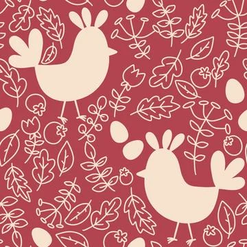 Easter chicken seamless birds pattern for wrapping paper and fabrics Stock Illustration