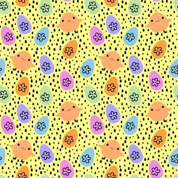 Easter chicken seamless birds pattern for wrapping paper and fabrics Stockillustratie