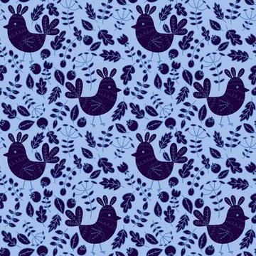 Easter chicken seamless birds pattern for wrapping paper and fabrics Stock Illustration