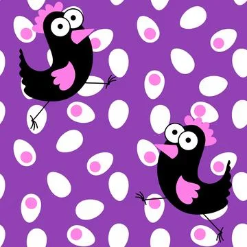 Easter chicken seamless birds pattern for wrapping paper and fabrics Stock Illustration