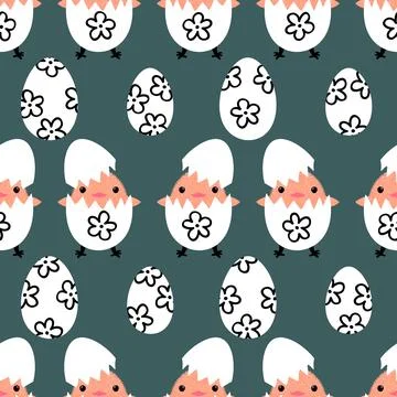 Easter chicken seamless birds pattern for wrapping paper and fabrics Stockillustratie