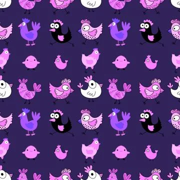Easter chicken seamless birds pattern for wrapping paper and fabrics Stock Illustration