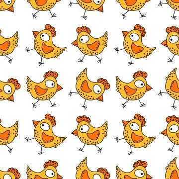 Easter chicken seamless birds pattern for wrapping paper and fabrics Stock Illustration