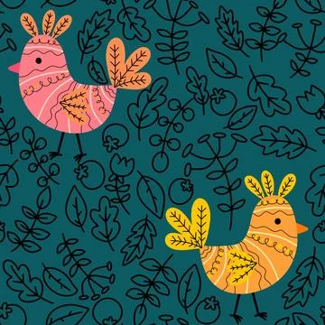 Easter chicken seamless birds pattern for wrapping paper and fabrics Stock Illustration