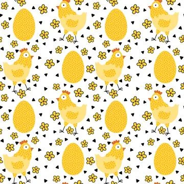 Easter chicken seamless birds pattern for wrapping paper and fabrics イラスト素材