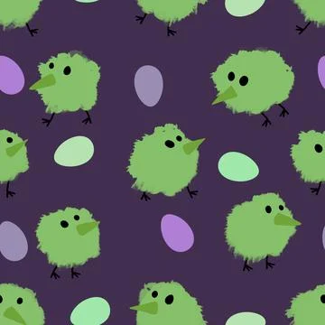 Easter chicken seamless birds pattern for wrapping paper and fabrics Illustrazione stock