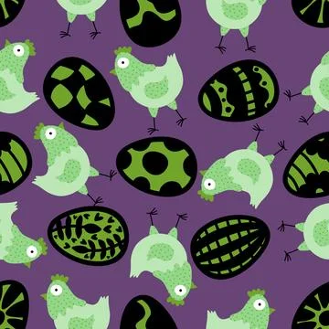 Easter chicken seamless birds pattern for wrapping paper and fabrics Stock Illustration