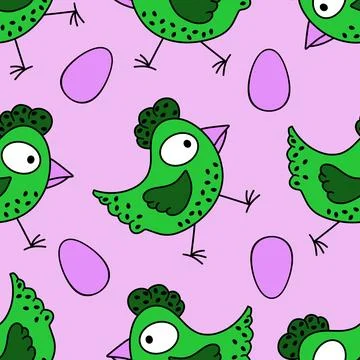 Easter chicken seamless birds pattern for wrapping paper and fabrics Stock Illustration