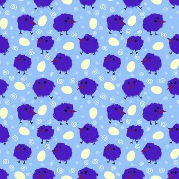 Easter chicken seamless birds pattern for wrapping paper and fabrics Illustrazione stock