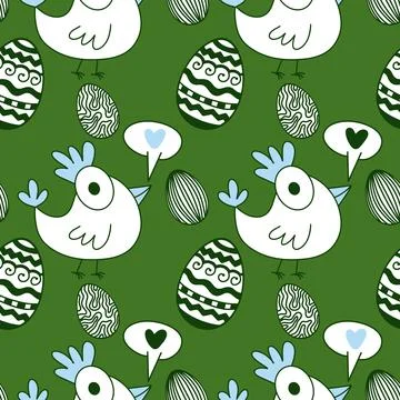 Easter chicken seamless birds pattern for wrapping paper and fabrics Stock Illustration