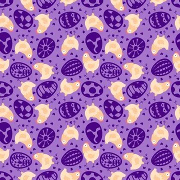 Easter chicken seamless birds pattern for wrapping paper and fabrics Stock Illustration