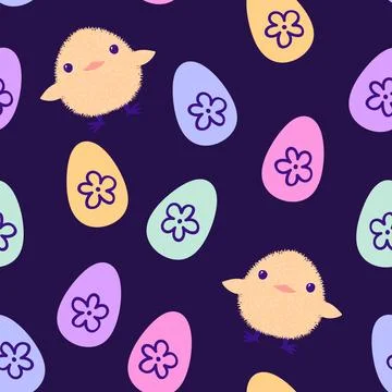 Easter chicken seamless birds pattern for wrapping paper and fabrics Stock Illustration