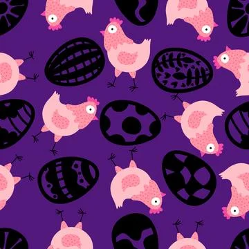 Easter chicken seamless birds pattern for wrapping paper and fabrics Stock Illustration