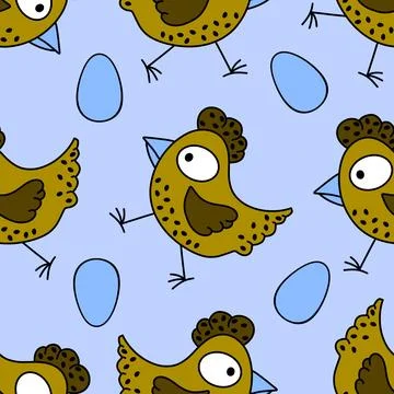 Easter chicken seamless birds pattern for wrapping paper and fabrics Stock Illustration