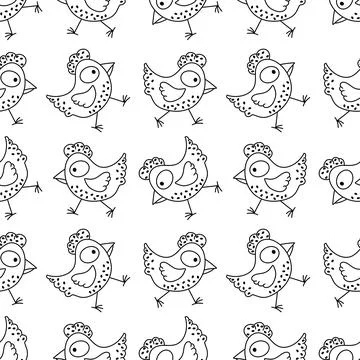 Easter chicken seamless birds pattern for wrapping paper and fabrics Illustrazione stock