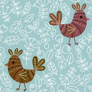 Easter chicken seamless birds pattern for wrapping paper and fabrics Stock Illustration