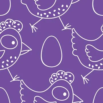 Easter chicken seamless birds pattern for wrapping paper and fabrics Stock Illustration
