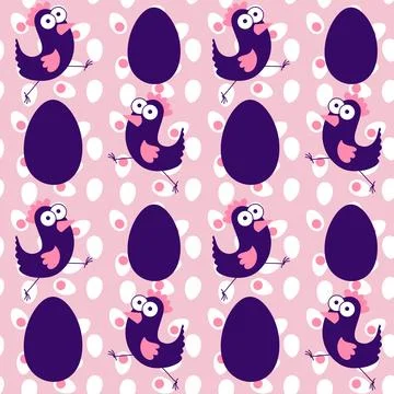 Easter chicken seamless birds pattern for wrapping paper and fabrics Stock Illustration
