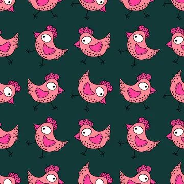 Easter chicken seamless birds pattern for wrapping paper and fabrics 库存插图