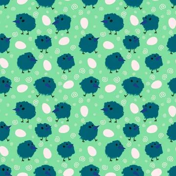 Easter chicken seamless birds pattern for wrapping paper and fabrics Stockillustratie