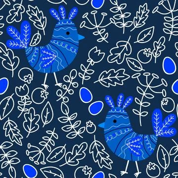 Easter chicken seamless birds pattern for wrapping paper and fabrics Stock Illustration