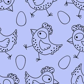 Easter chicken seamless birds pattern for wrapping paper and fabrics Stock Illustration