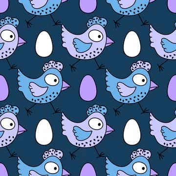 Easter chicken seamless birds pattern for wrapping paper and fabrics Stock Illustration