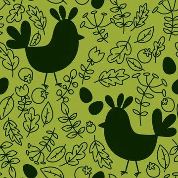 Easter chicken seamless birds pattern for wrapping paper and fabrics Stock Illustration