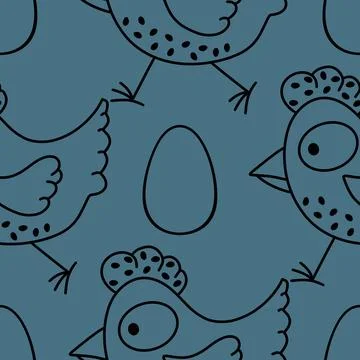 Easter chicken seamless birds pattern for wrapping paper and fabrics 库存插图