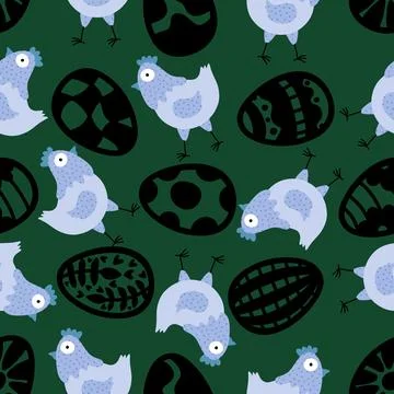Easter chicken seamless birds pattern for wrapping paper and fabrics 스톡 일러스트