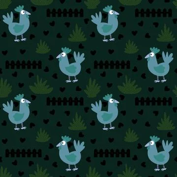 Easter chicken seamless birds pattern for wrapping paper and fabrics Stock Illustration