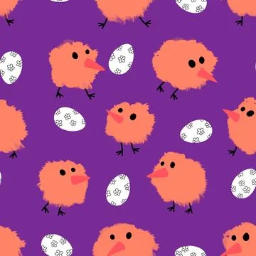 Easter chicken seamless birds pattern for wrapping paper and fabrics Stock Illustration