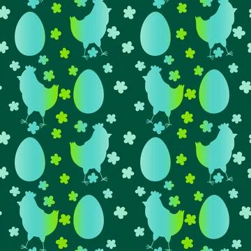 Easter chicken seamless birds pattern for wrapping paper and fabrics Stock Illustration