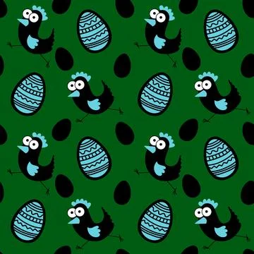 Easter chicken seamless birds pattern for wrapping paper and fabrics Illustrazione stock