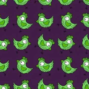 Easter chicken seamless birds pattern for wrapping paper and fabrics Stock Illustration