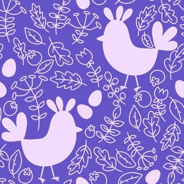 Easter chicken seamless birds pattern for wrapping paper and fabrics Stock Illustration